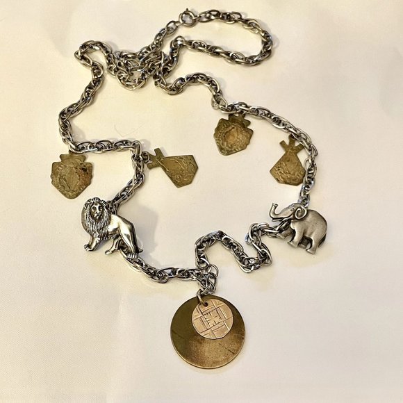 Mixed Metal Animal Charm Necklace - Picture 1 of 4